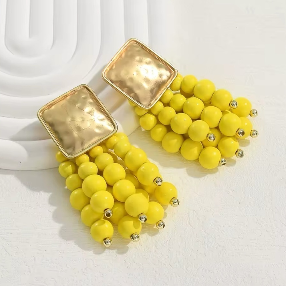 Zara Cascade Beaded Gold and Yellow Beaded Earrings